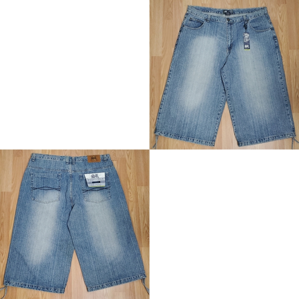 NWT Soul lot 44x20.5 wide leg relaxed fit denim short blue hip hop baggy y2k